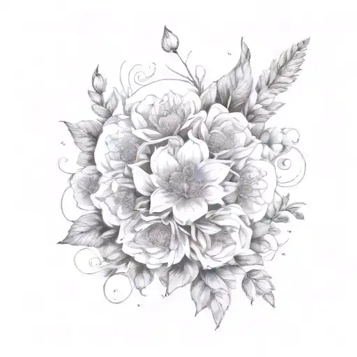July august november birth flower bouquet tattoo design idea