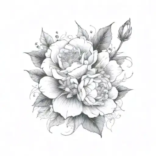 July august november birth flower bouquet tattoo design idea