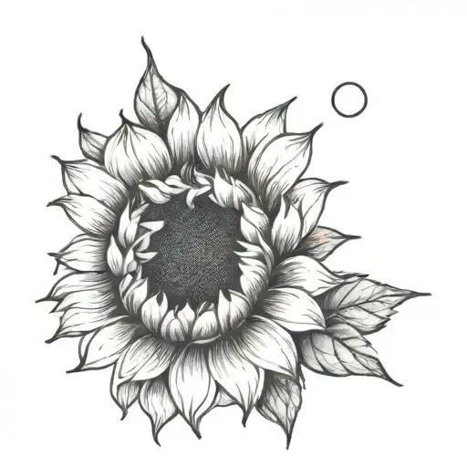 Sunflower with  grammar Semicolon  below separate from sunflower tattoo design idea