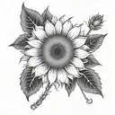 Sunflower  with Semicolon tattoo design idea