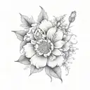 July august november birth flower bouquet tattoo design idea