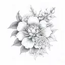 July august november birth flower bouquet tattoo design idea