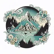 ocean mountain  tattoo design idea