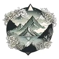 ocean mountain  tattoo design idea