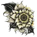 sunflower watercolor tattoo design idea