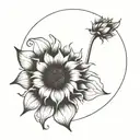 Sunflower with  grammar Semicolon  below separate from sunflower tattoo design idea