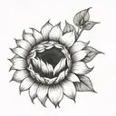 Sunflower with  grammar Semicolon  below separate from sunflower tattoo design idea