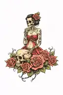 Skulls and Roses tattoo design idea