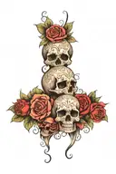 Skulls and Roses tattoo design idea