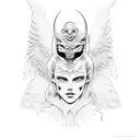 angel and demon tattoo design idea