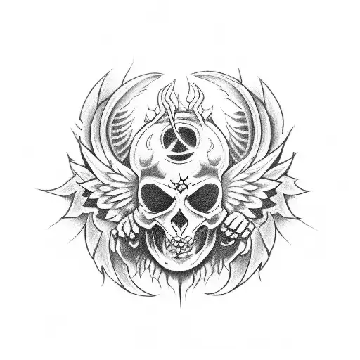 Half angel half demon tattoo design idea