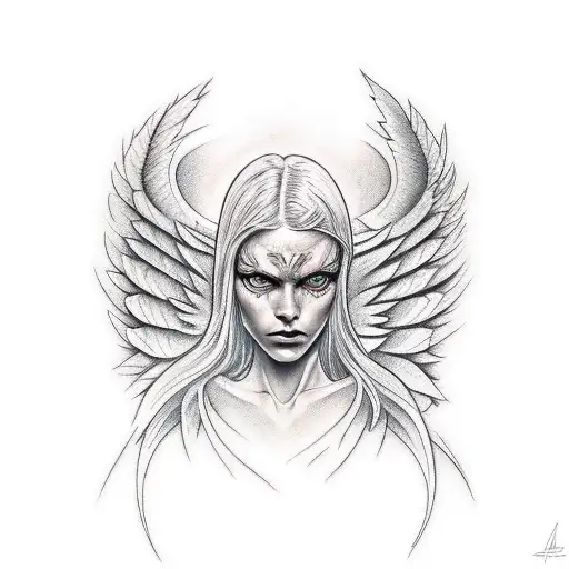 half angel half demon girl tattoo