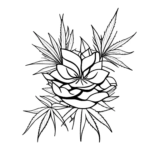 Cannabis Flower tattoo design idea
