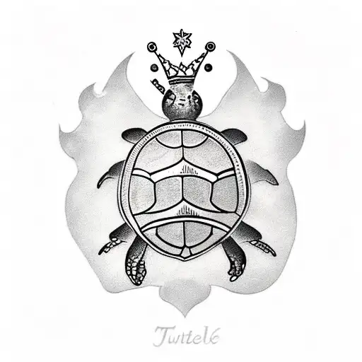 turtle with crown on shell design tattoo design idea