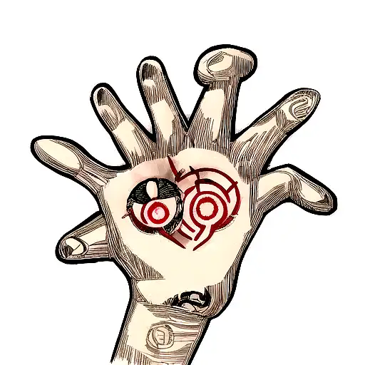 hands with eyes that cry blood tattoo design idea