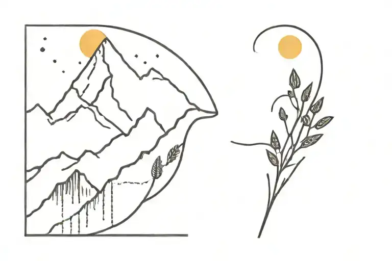 mountain and mustard seed  tattoo design idea