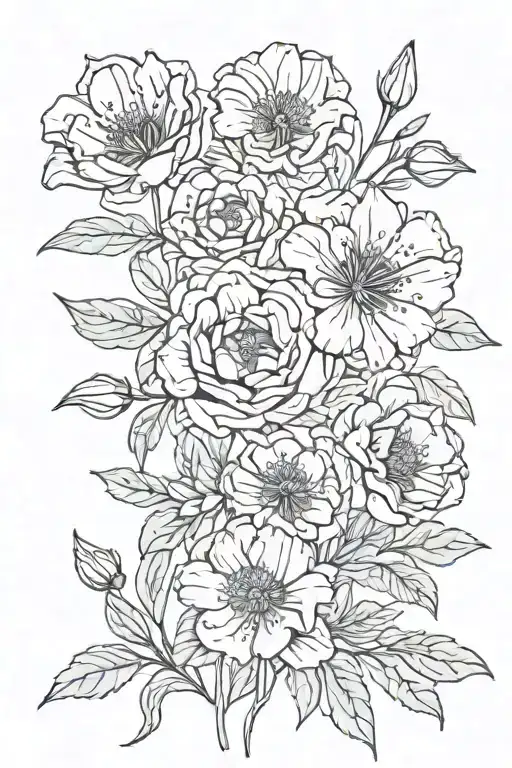 flowers and petals tattoo design idea