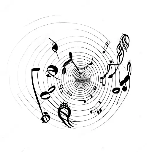 music black note that spawns emotions from sadness to happiness  tattoo design idea
