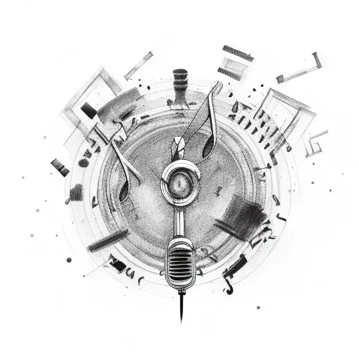music black note that spawns spectrum of emotions from sadness to happiness  tattoo design idea