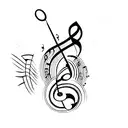 music black note that spawns emotions from sadness to happiness  tattoo design idea