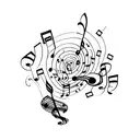 music black note that spawns emotions from sadness to happiness  tattoo design idea