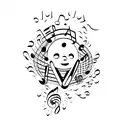 music black note that spawns emotions from sadness to happiness  tattoo design idea