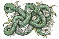 snakes and flowers intertwined tattoo design idea
