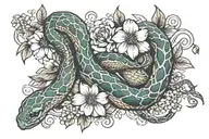 snakes and flowers intertwined tattoo design idea