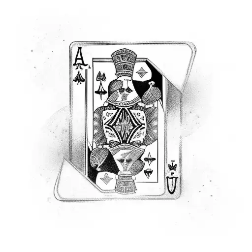 Ace of spade card, queen of spades card and 2 dice with at least one side showing 4 and one side showing 6 tattoo design idea
