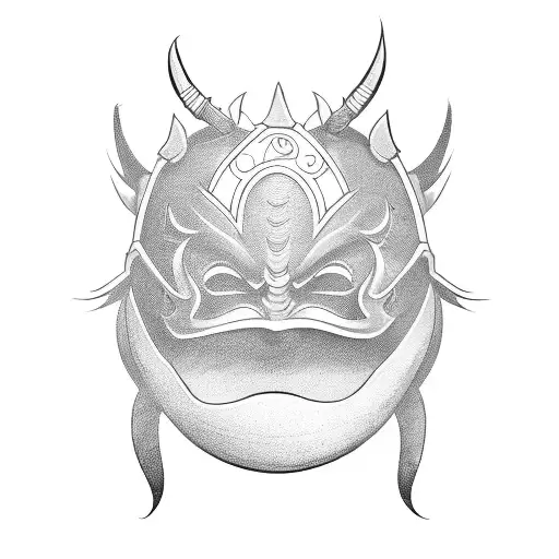 TOON DEVIL WEARING A SMILING MASK TATOO tattoo design idea