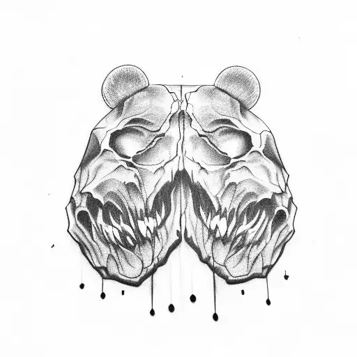 bear paw skull tattoo design idea