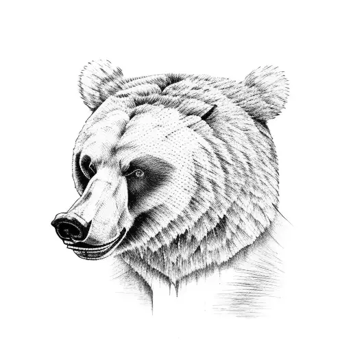 bear print, skull, nature, flowers tattoo design idea