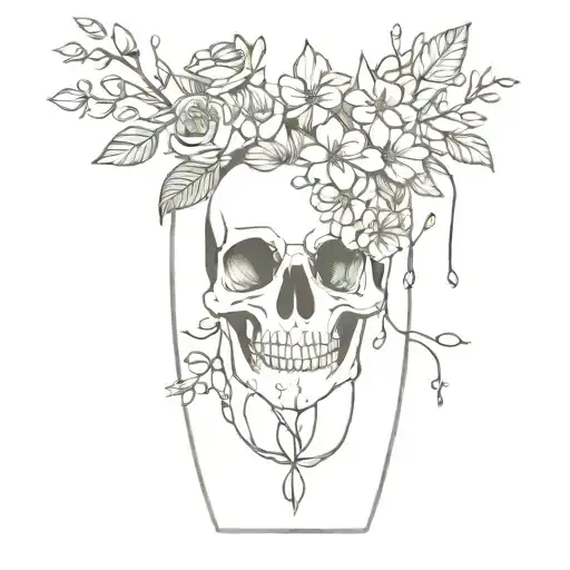 skeleton vase full of flowers tattoo design idea