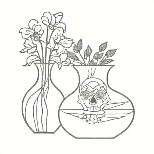 skeleton vase greek tattoo design idea