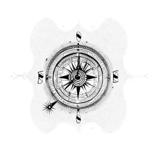 Clock with Compass capricorn tattoo design idea