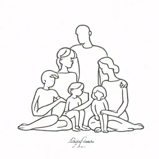 5 people family, everyone different and unique, always there when important tattoo design idea