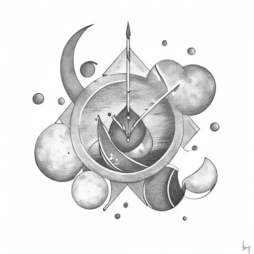 3 cresent moons, arrow background with a blue stripe tattoo design idea