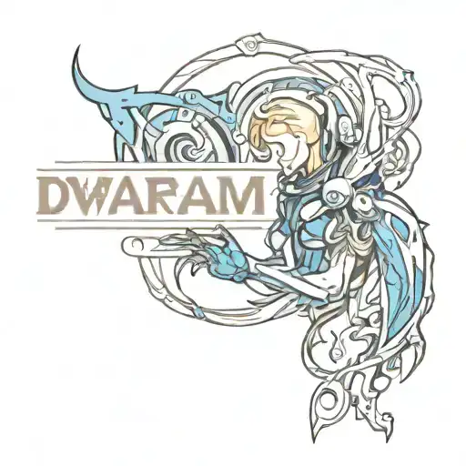Warframe themed tattoo with text "Dream, Not of what you are but of what you want to be"  tattoo design idea