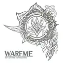 Warframe themed tattoo with text "Dream, Not of what you are but of what you want to be"  tattoo design idea