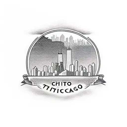 A traditional tattoo of a hiking boot with the Chicago skyline inside tattoo design idea