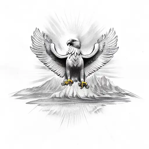 Eagle in a religious way tattoo design idea