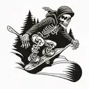 skeleton riding snowboard tattoo design idea