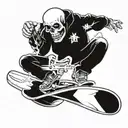 skeleton riding snowboard tattoo design idea