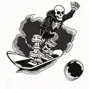 skeleton riding snowboard tattoo design idea