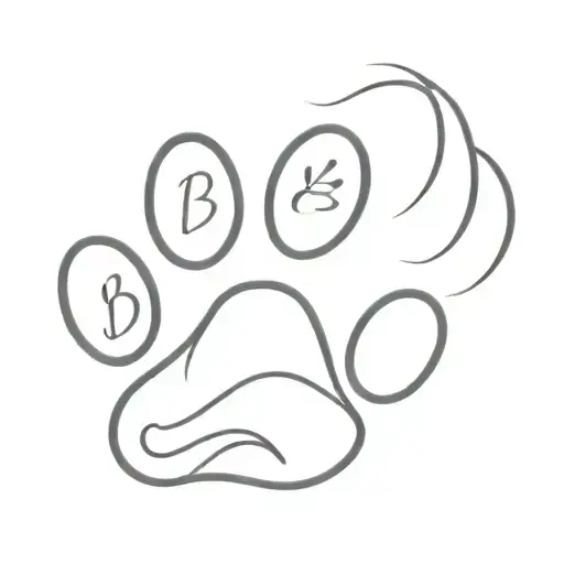 dog paw print with a name Ben tattoo design idea