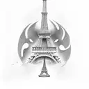 Panda with Tour eiffel tattoo design idea