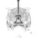 Panda with Tour eiffel tattoo design idea