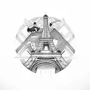 Panda with Tour eiffel tattoo design idea