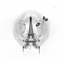 Panda with Tour eiffel tattoo design idea