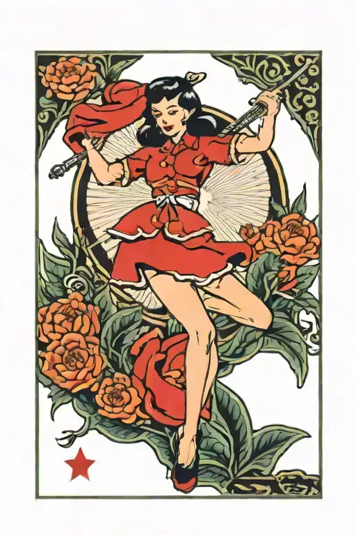 Viet Cong pinup girl tattoo design idea